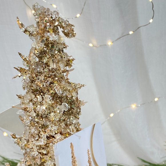 Rachel Zoe Stunning Cluster Crystal Glass Gold Holiday Christmas Tree 18" New - Picture 5 of 6